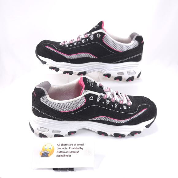 Skechers DLites Athletic Running Lace Up Shoe Womens Size 6.5 11617 Black White - Picture 4 of 9